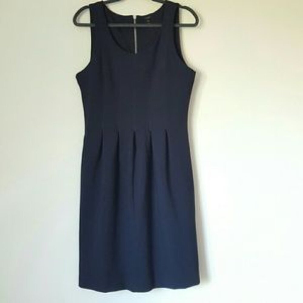 J. Crew Thick Jersey Knit Sleeveless Pleated‎ LBD Fit & Flare Zip Back Sz 4- EUC